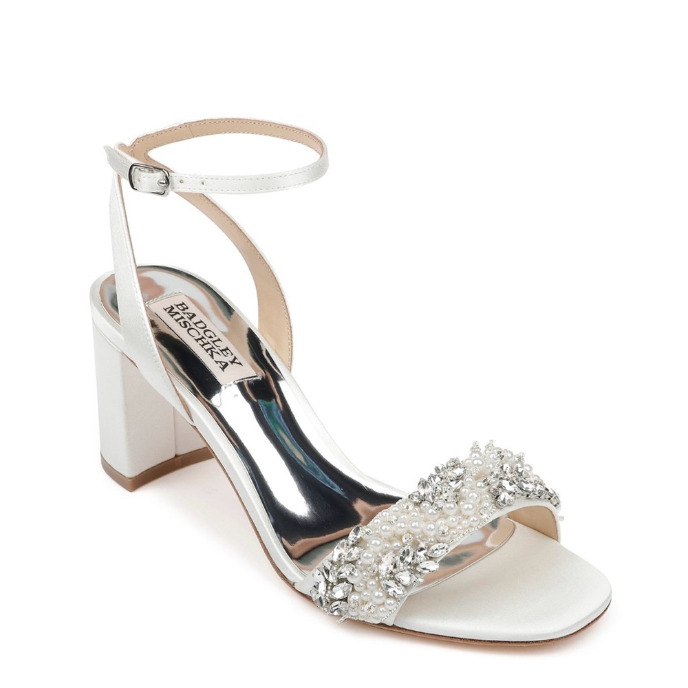 Badgley Mischka White Embellished Heels